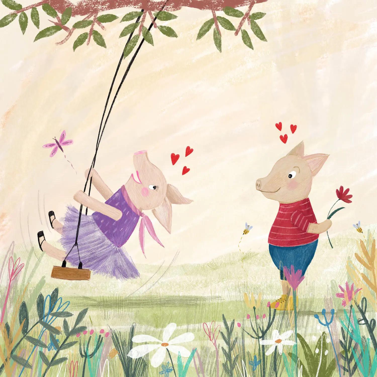 Lovestruck Frolicking Pigs